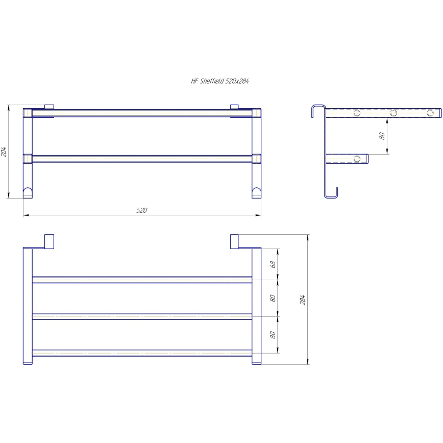 Handdoekrek voor badkamerradiator HF SHEFFIELD 52x28,4 cm zwart