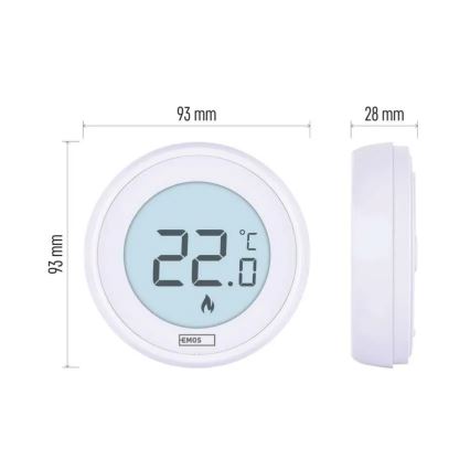 Handmatige kamerthermostaat 230V/6A 2xAA wit