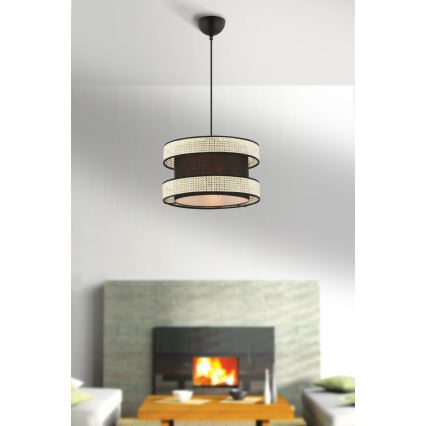 HANGEND LAMP HALO 1xE27/60W/230V zwart/crème