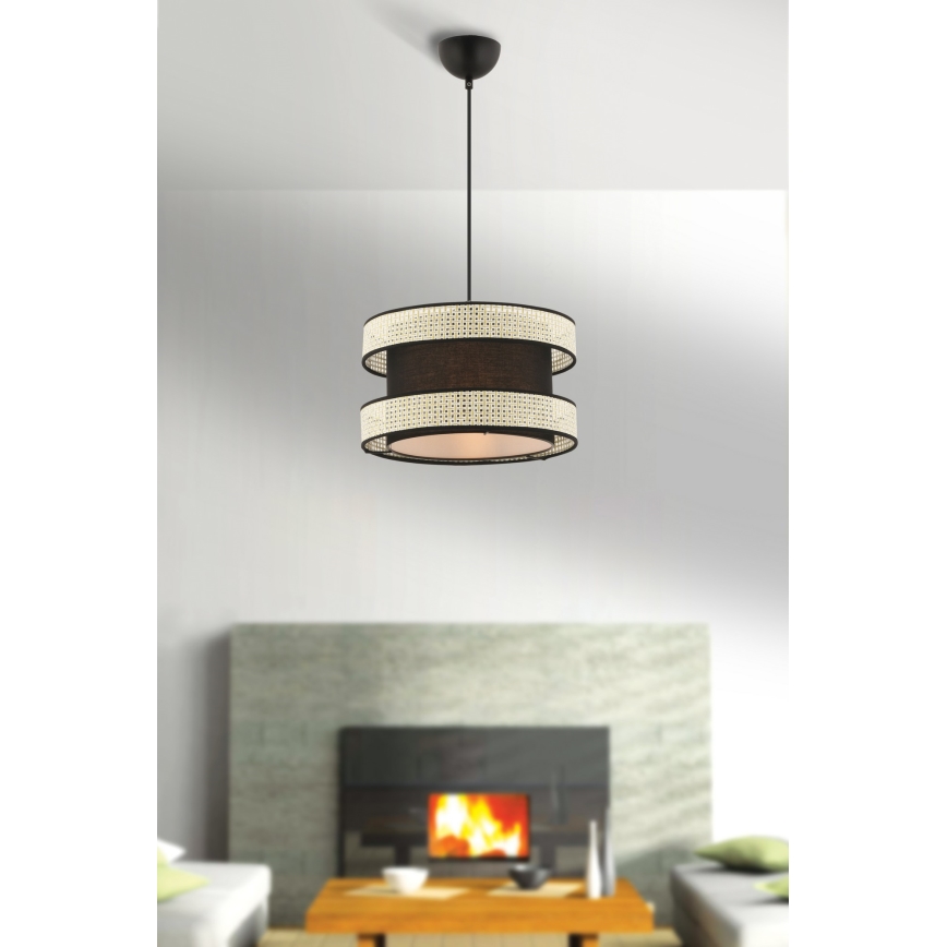 HANGEND LAMP HALO 1xE27/60W/230V zwart/crème