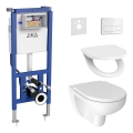 Hangend toilet LYRA Rimless + toiletzitting SoftClose LYRA + spoelknop DUAL + inbouwmodule + isolatieonderlegger