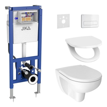 Hangend toilet LYRA Rimless + toiletzitting SoftClose LYRA + spoelknop DUAL + inbouwmodule + isolatieonderlegger