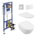Hangend toilet SUBWAY + toiletbril SoftClose SUBWAY + spoelknop VICONNECT + inbouwmodule VICONNECT + isolerende onderplaat VICONNECT