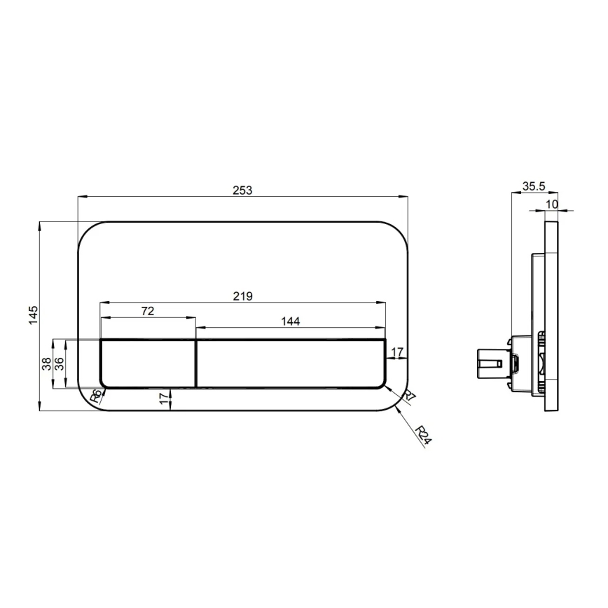 Hangend toilet SUBWAY + toiletbril SoftClose SUBWAY + spoelknop VICONNECT + inbouwmodule VICONNECT + isolerende onderplaat VICONNECT