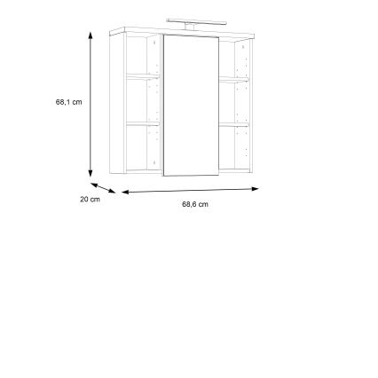 Hangende badkamerkast met spiegel VENOM, antraciet/bruin