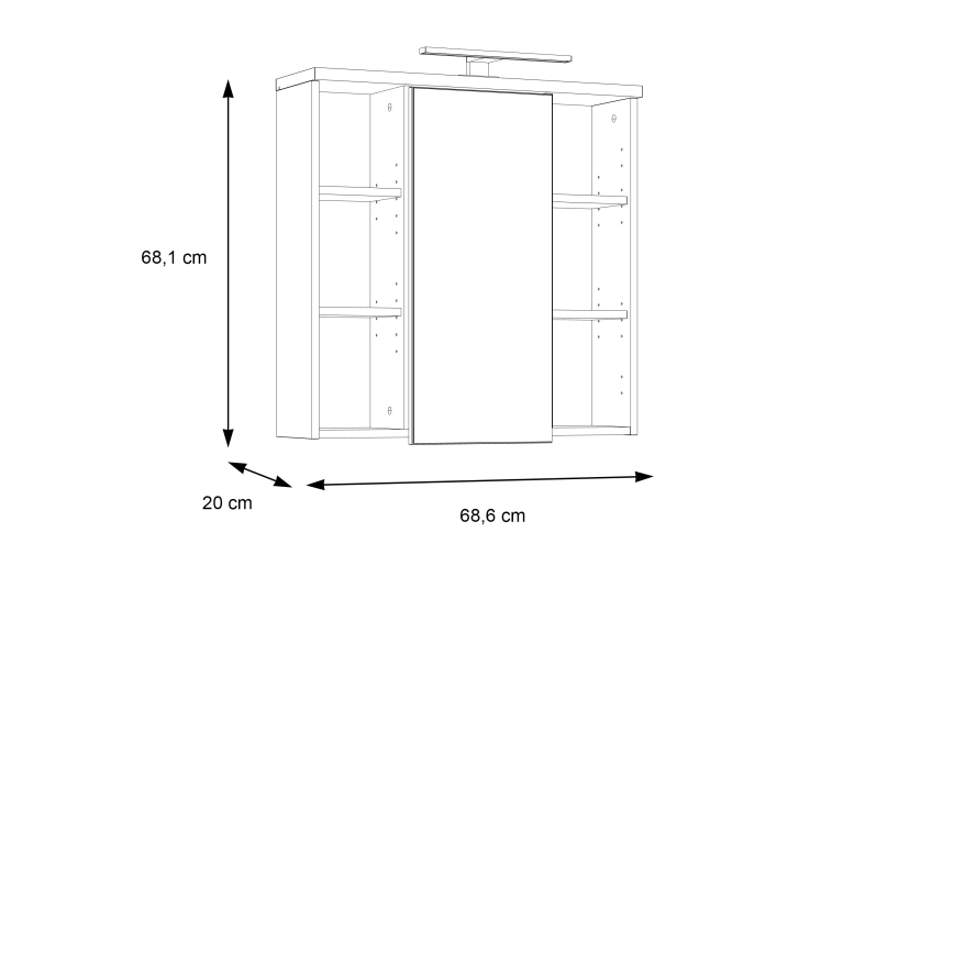 Hangende badkamerkast met spiegel VENOM, antraciet/bruin