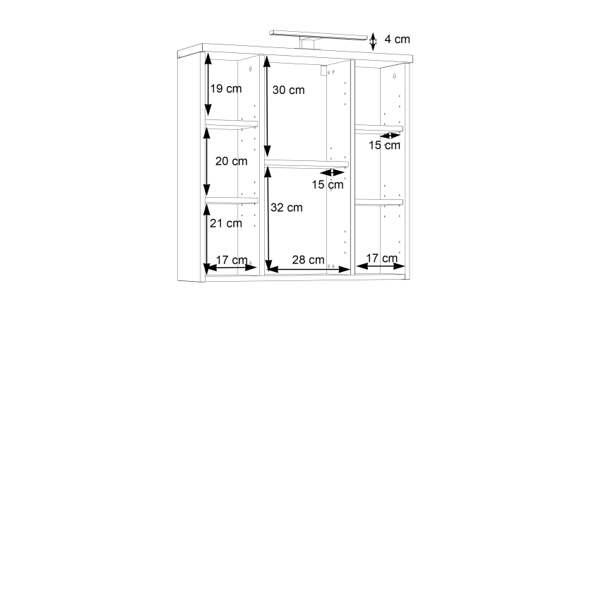 Hangende badkamerkast met spiegel VENOM, antraciet/bruin