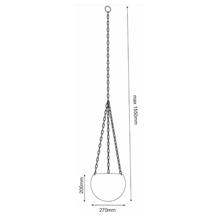 Hangende bloempot 155x27 cm zwart