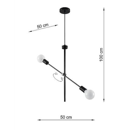 Hangende lamp aan koord CONCEPT 2x E27 / 60W / 230V