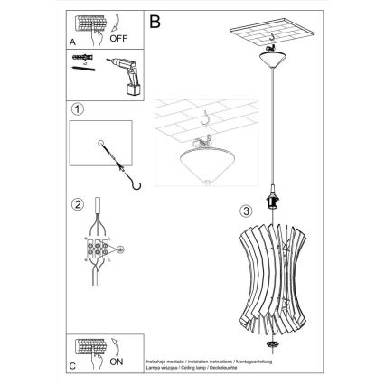 Hangende lamp ORIANA 1x E27 / 60W / 230V