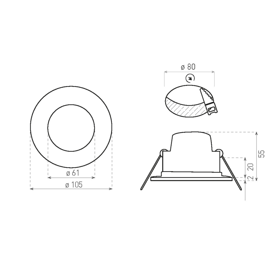 Hangende LED Badkamer plafond verlichting BONO LED/8W/230V 3000K IP65 zwart