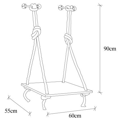 Hangende Plank 90x60 cm bruin