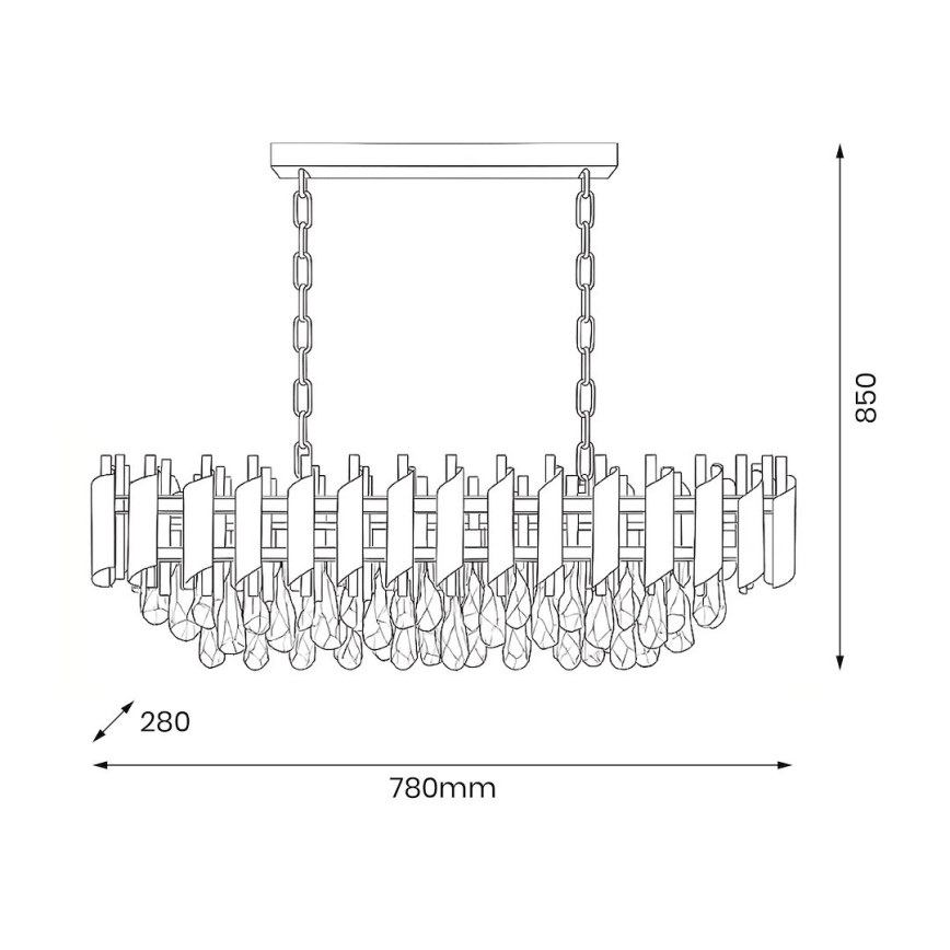 Hangkroonluchter met ketting CRISTAL 10xE14/10W/230V zwart/goud
