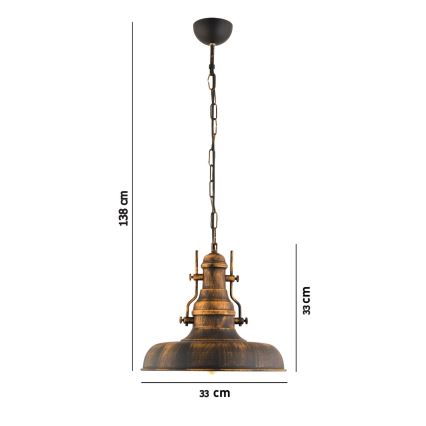 Hanglamp aan een ketting 1xE27/40W/230V brons