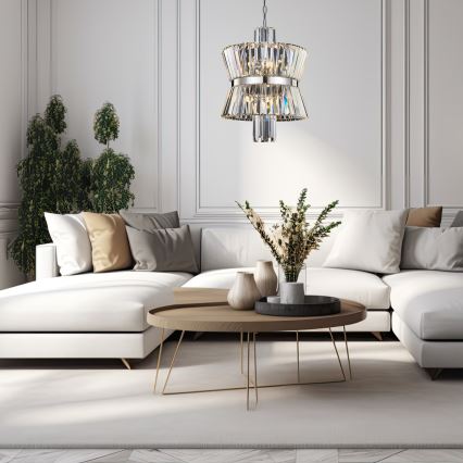 Hanglamp aan een ketting AURELIA 8xE14/40W/230V mat chroom