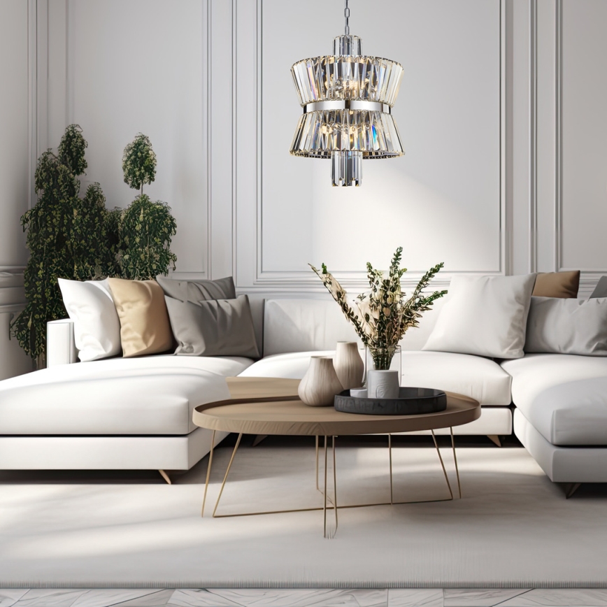 Hanglamp aan een ketting AURELIA 8xE14/40W/230V mat chroom