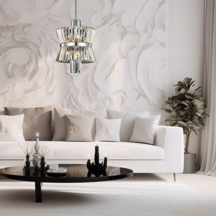 Hanglamp aan een ketting AURELIA 8xE14/40W/230V mat chroom