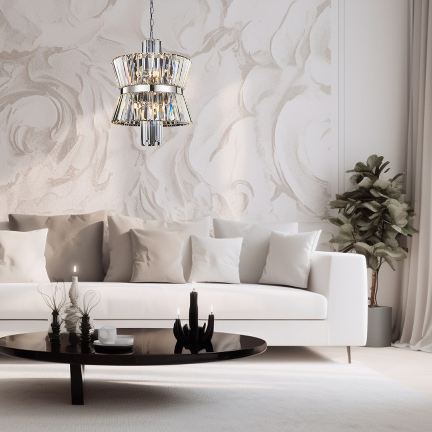 Hanglamp aan een ketting AURELIA 8xE14/40W/230V mat chroom