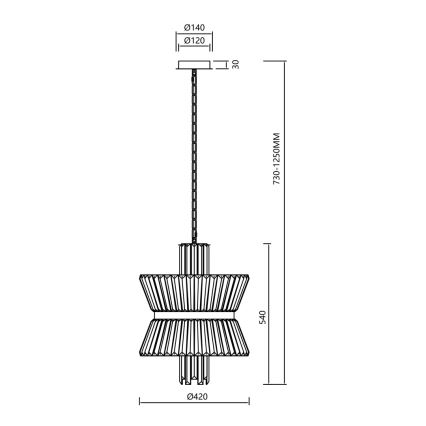 Hanglamp aan een ketting AURELIA 8xE14/40W/230V goud