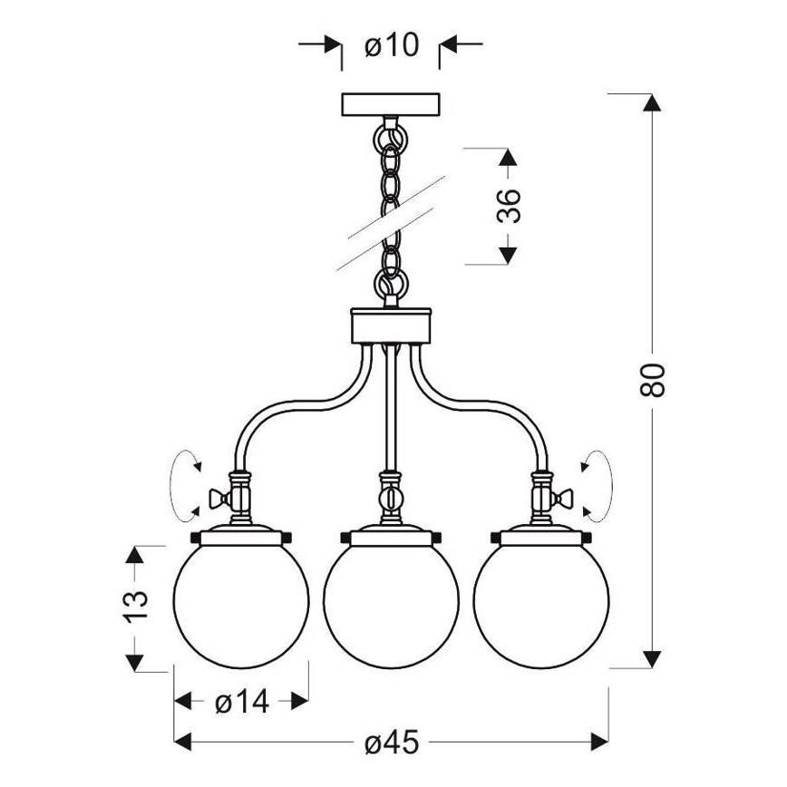 Hanglamp aan een ketting BALLET 3xE27/40W/230V mat chroom