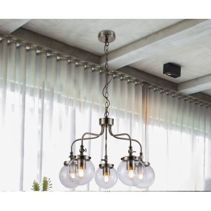 Hanglamp aan een ketting BALLET 5xE27/40W/230V mat chroom