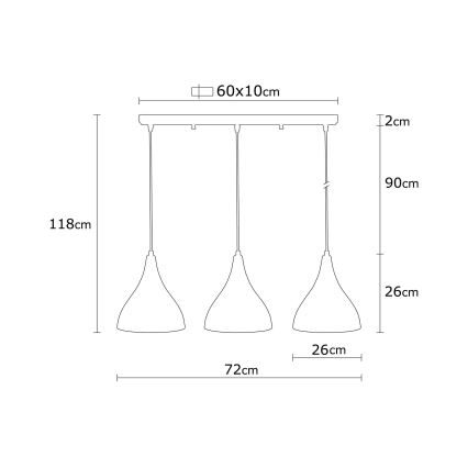 Hanglamp aan een ketting BERCESTE 3xE27/40W/230V