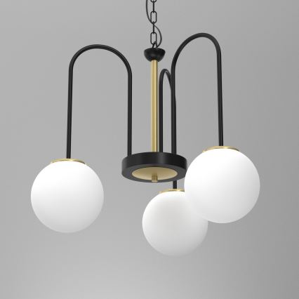 Hanglamp aan een ketting CAMBRIDGE 3xE14/60W/230V zwart/messing