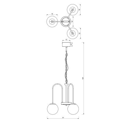 Hanglamp aan een ketting CAMBRIDGE 3xE14/60W/230V zwart/messing