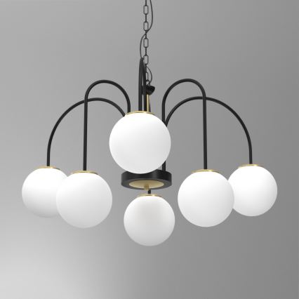 Hanglamp aan een ketting CAMBRIDGE 6xE14/60W/230V zwart/messing