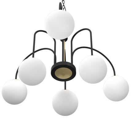 Hanglamp aan een ketting CAMBRIDGE 6xE14/60W/230V zwart/messing