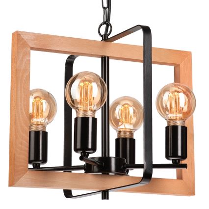 Hanglamp aan een ketting CEDRIC 4xE27/60W/230V beuken/bruin