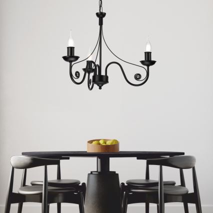 Hanglamp aan een ketting DONATO 3xE14/40W/230V zwart