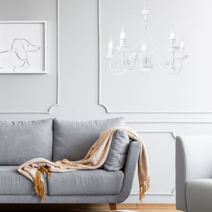 Hanglamp aan een ketting DONATO 5xE14/40W/230V wit