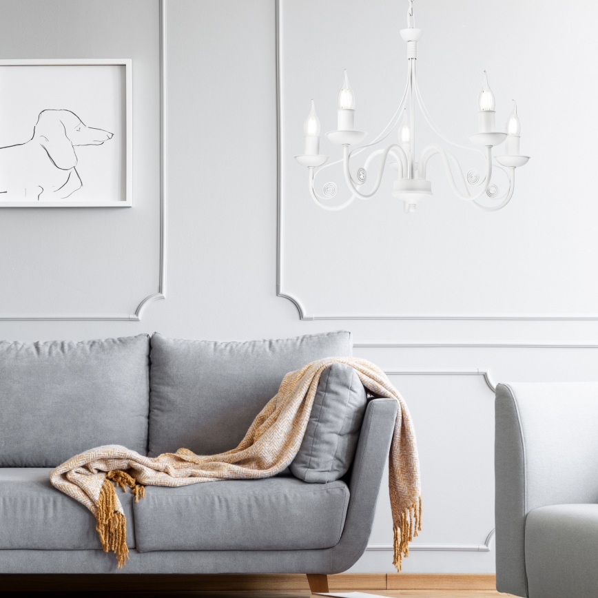 Hanglamp aan een ketting DONATO 5xE14/40W/230V wit