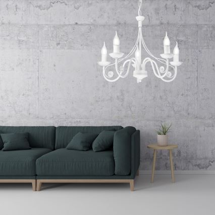 Hanglamp aan een ketting DONATO 5xE14/40W/230V wit