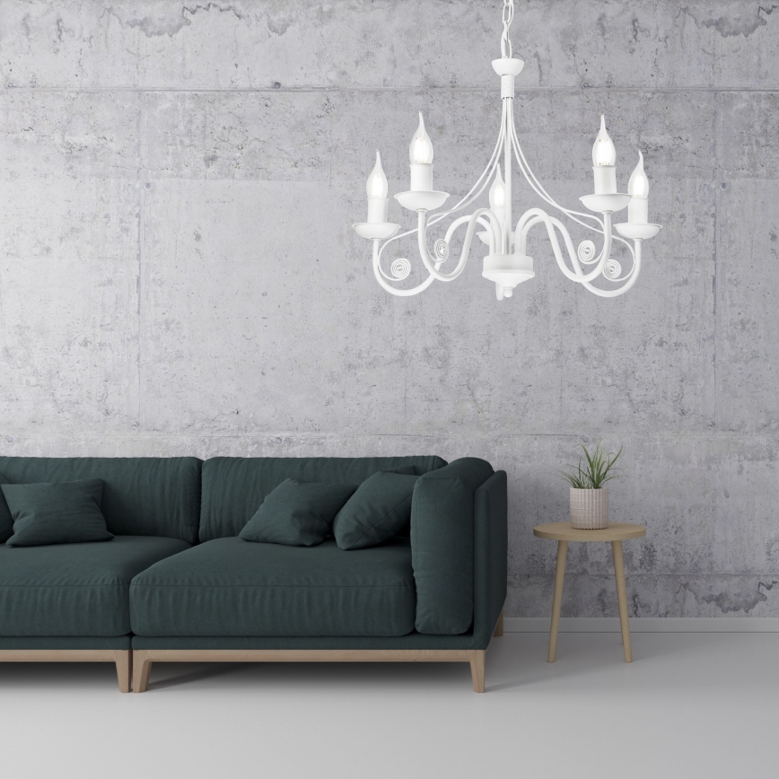 Hanglamp aan een ketting DONATO 5xE14/40W/230V wit