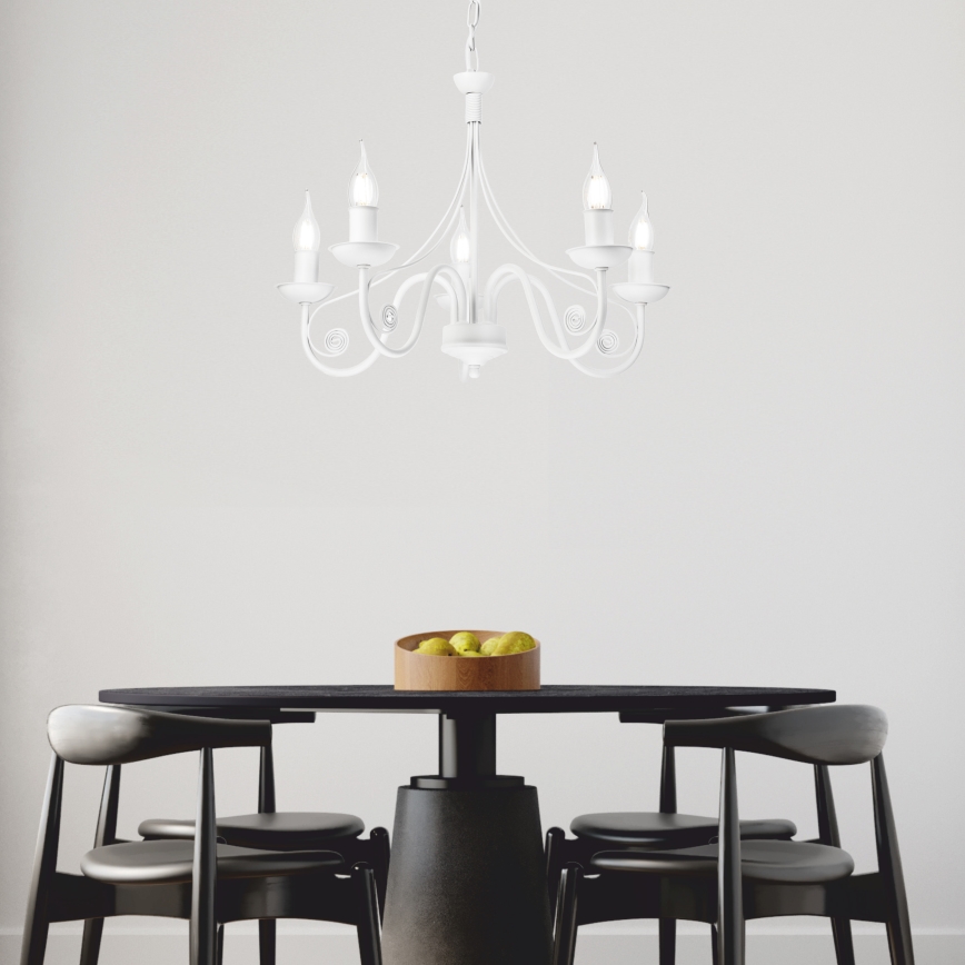 Hanglamp aan een ketting DONATO 5xE14/40W/230V wit