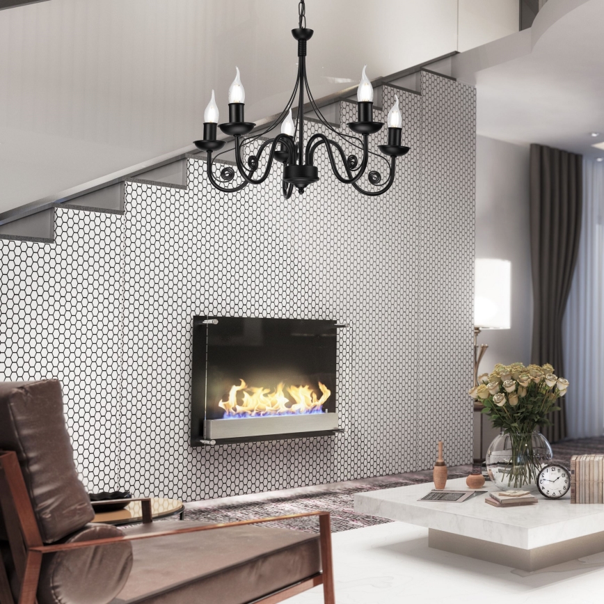 Hanglamp aan een ketting DONATO 5xE14/40W/230V zwart