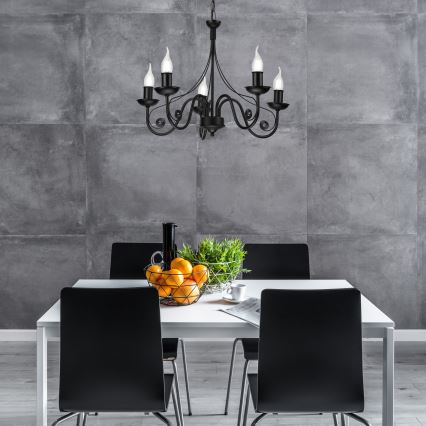 Hanglamp aan een ketting DONATO 5xE14/40W/230V zwart