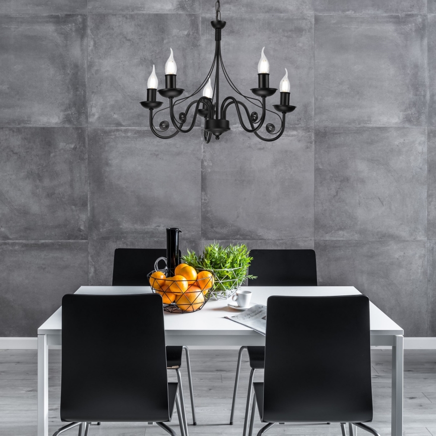 Hanglamp aan een ketting DONATO 5xE14/40W/230V zwart