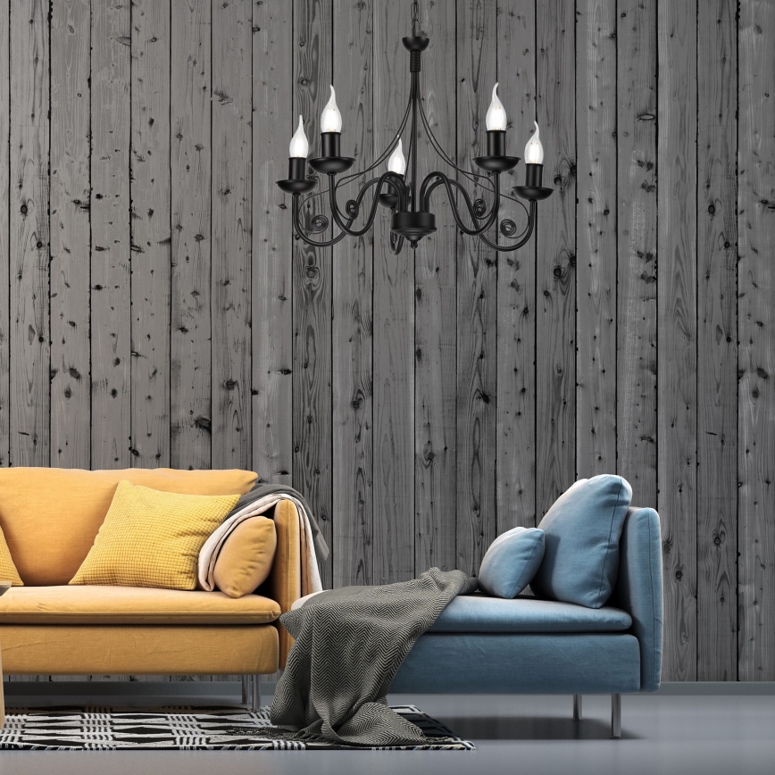 Hanglamp aan een ketting DONATO 5xE14/40W/230V zwart