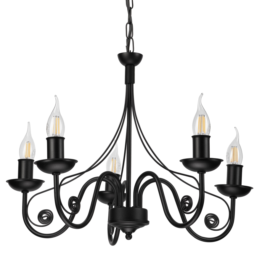 Hanglamp aan een ketting DONATO 5xE14/40W/230V zwart