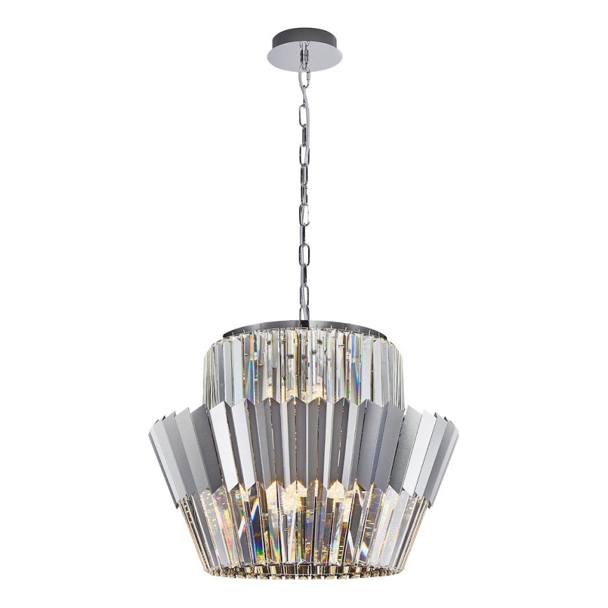 Hanglamp aan een ketting DONNA 12xE14/40W/230V diameter 55 cm mat chroom