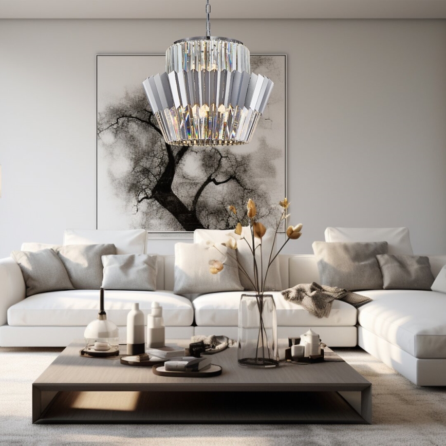 Hanglamp aan een ketting DONNA 12xE14/40W/230V diameter 55 cm mat chroom