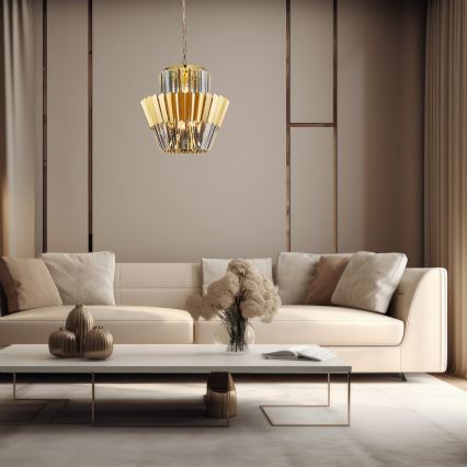 Hanglamp aan een ketting DONNA 9xE14/40W/230V diameter 45 cm goud