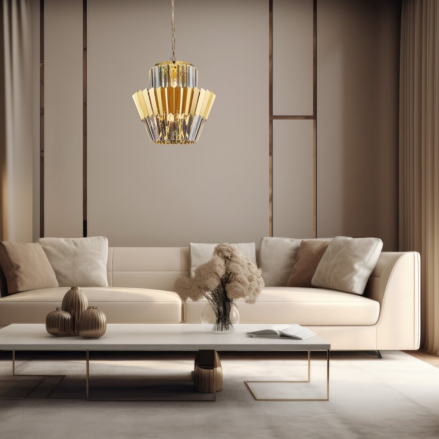 Hanglamp aan een ketting DONNA 9xE14/40W/230V diameter 45 cm goud