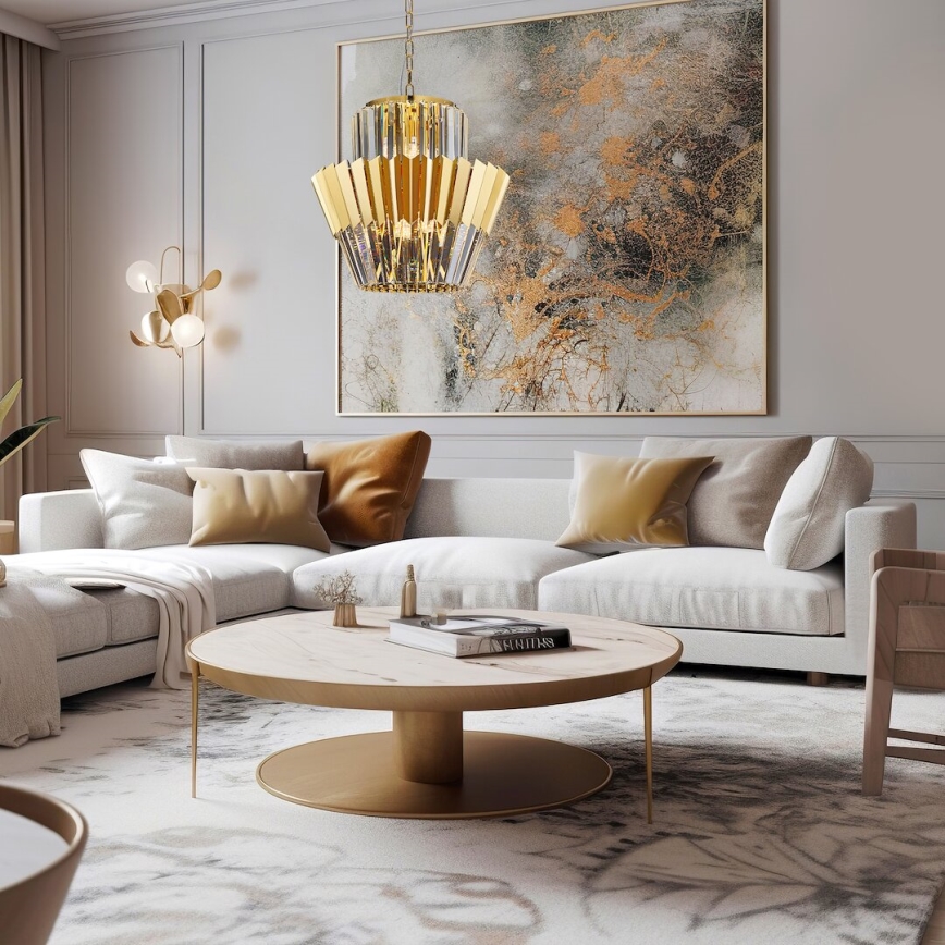 Hanglamp aan een ketting DONNA 9xE14/40W/230V diameter 45 cm goud