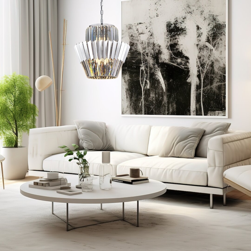 Hanglamp aan een ketting DONNA 9xE14/40W/230V diameter 45 cm mat chroom