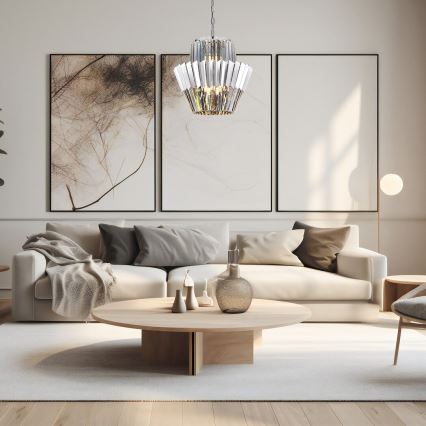 Hanglamp aan een ketting DONNA 9xE14/40W/230V diameter 45 cm mat chroom