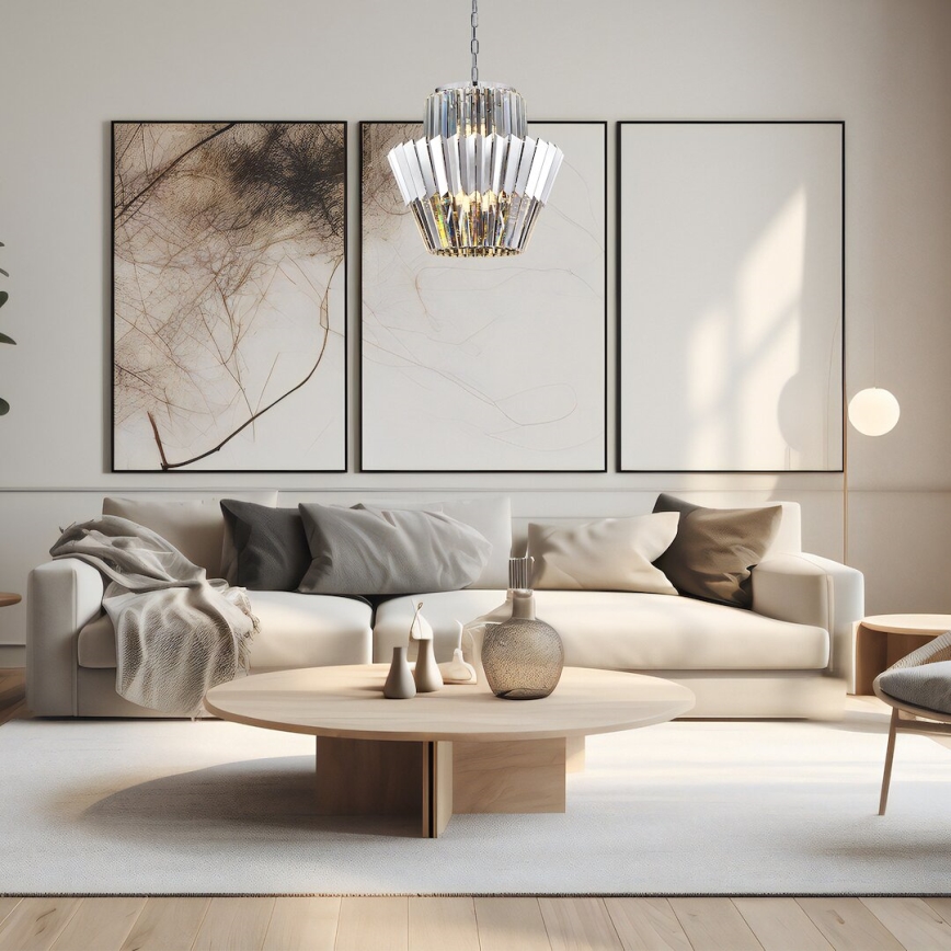 Hanglamp aan een ketting DONNA 9xE14/40W/230V diameter 45 cm mat chroom